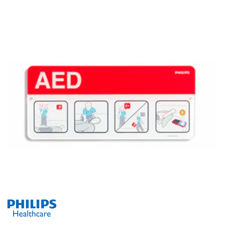 Philips HeartStart AED Awareness Placard, red