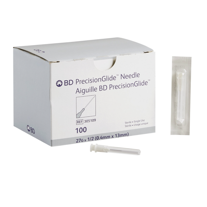 BD PrecisionGlide Hypodermic Needle W/O Safety 27Gx1/2 (0.4mmx13mm) 100/Bx EXP 07/24