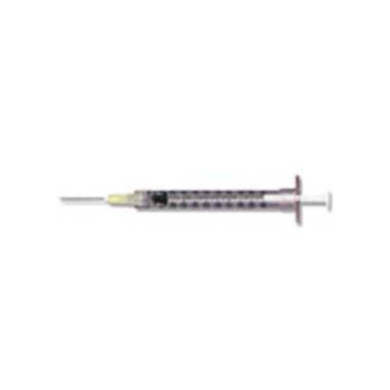 BD PrecisionGlide Luer-Lock Syringe with Hypodermic Needle 1 mL 20 Gauge 1 Inch 100/Bx