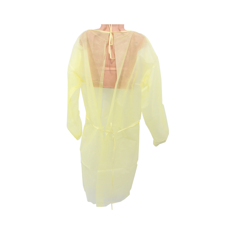 CPE Elastic Cuff Yellow Disposable Isolation Gown XL