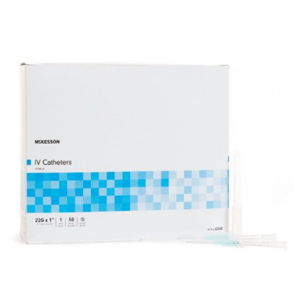McKesson Peripheral IV Catheter 22 Gauge x 1 Inch W/O Safety 50/Box