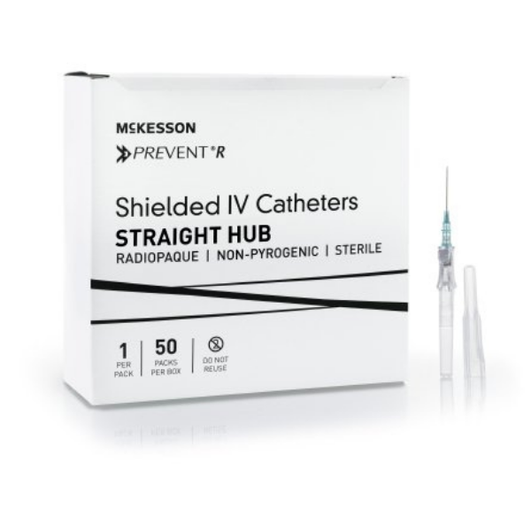 McKesson Peripheral IV Catheter Prevent® R 22 Gauge 1 Inch - Single Unit