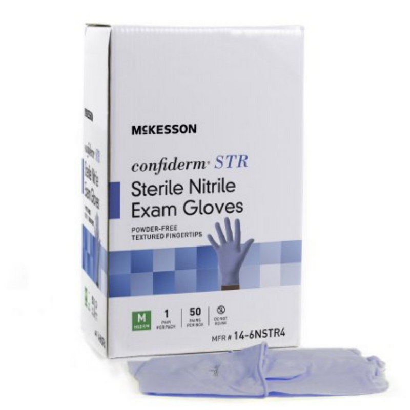 McKesson 14-6NSTR4 Sterile Nitrile Exam Gloves Confiderm STR M 50 Pairs/Box