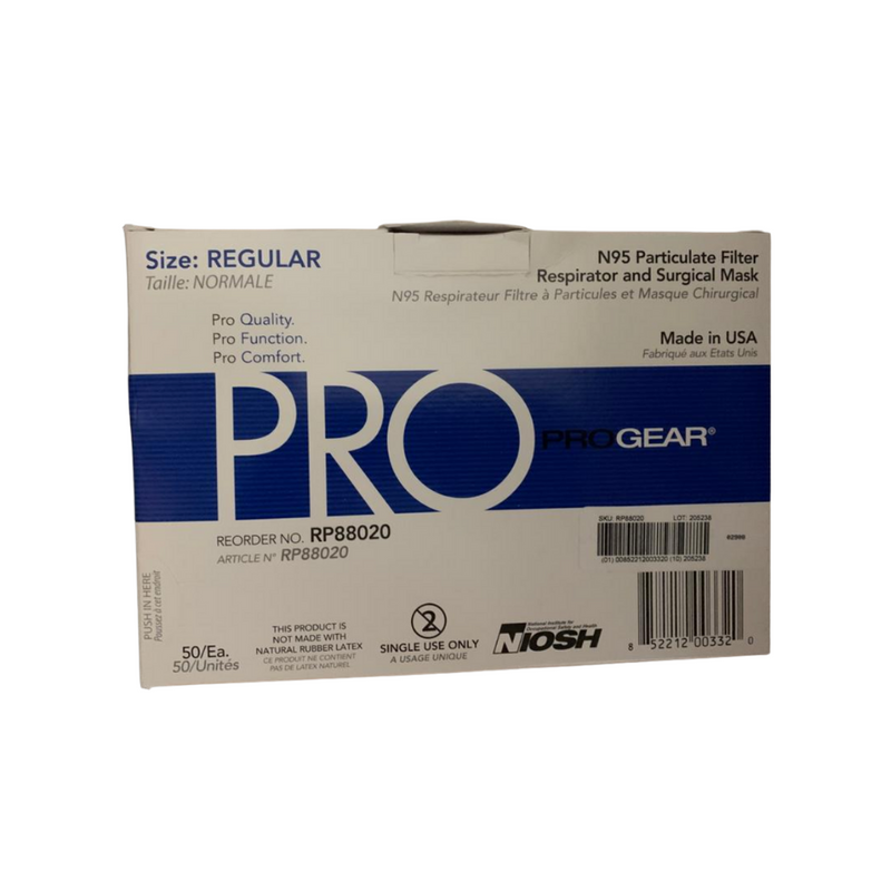 PROGEAR N95 Particulate Filter Respirator and Surgical Mask NIOSH Approved 50/Bx
