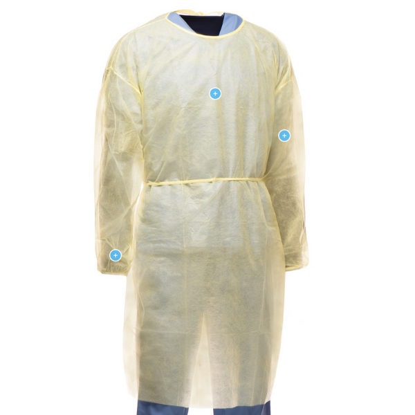 Tronex HealthCare Isolation Gown Fluid-Resistant Spunbond w/ Elastic Cuff 10 Gowns/Bag