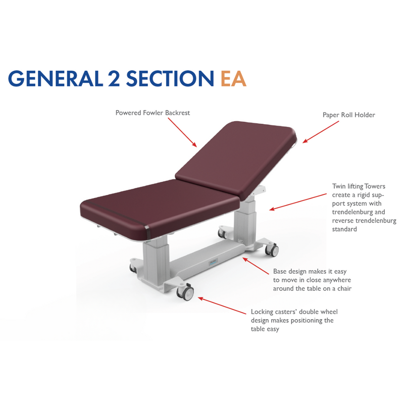 Oakworks General 2 Section Ultrasound Table / Exam Table Advantage Line 84771 / 83901