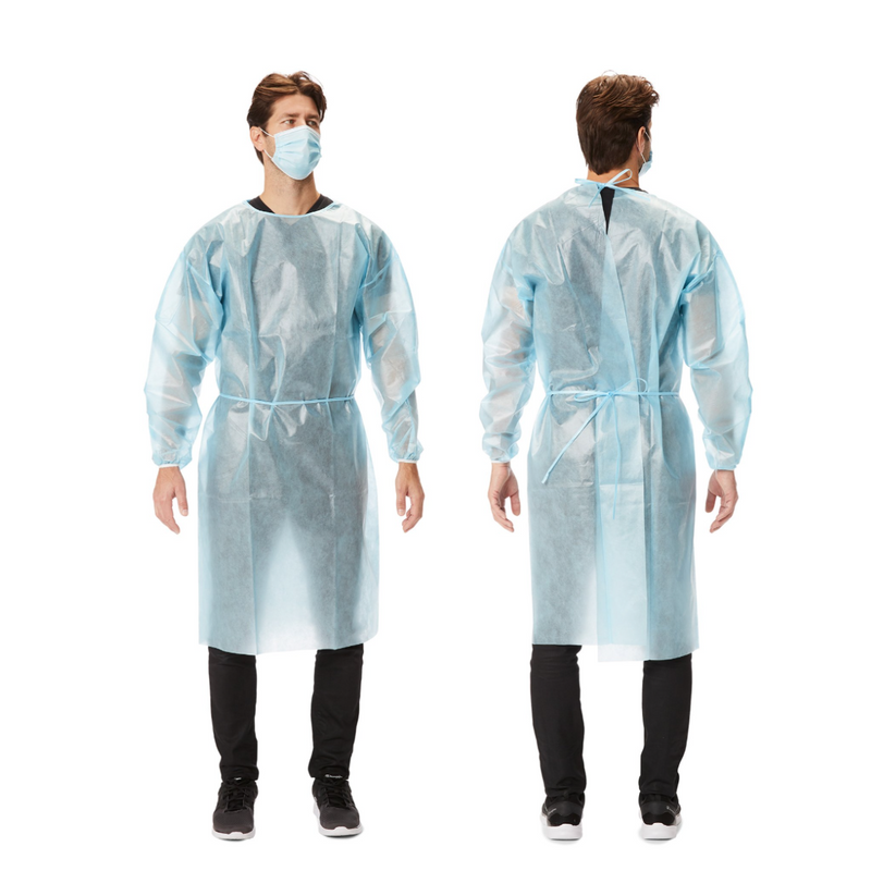 Cypress HGD-002 Protective Procedure Gown Large Blue NonSterile AAMI Level 1. 10/Bag