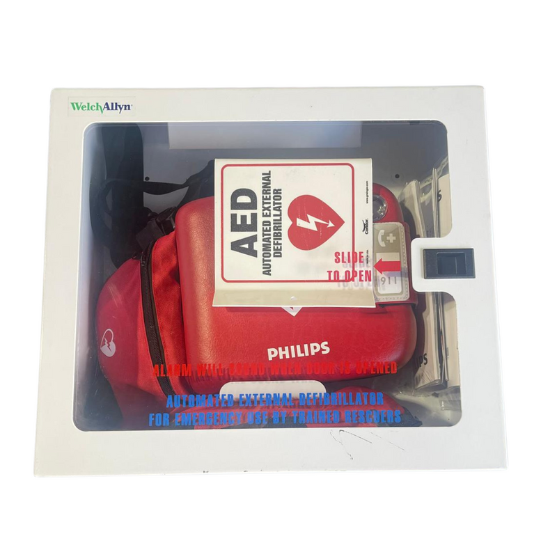 Refurbished Philips HeartStart OnSite w/New Battery & Pads Business Package w/ Cabinet - EXCELLENT PRICE