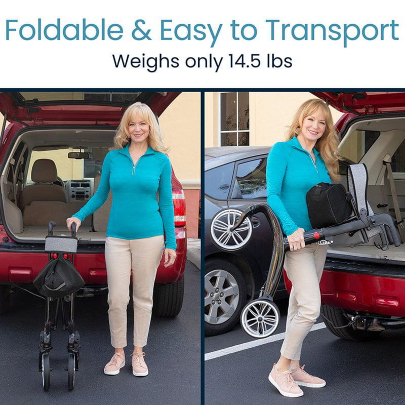 Carbon Fiber Rollator Walker with Seat and Backrest - Foldable