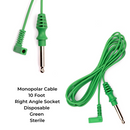 AMC Monopolar Electrosurgical Cable, 10 foot, , Green cable, 90 degree socket, Sterile, Disposable, Box 10