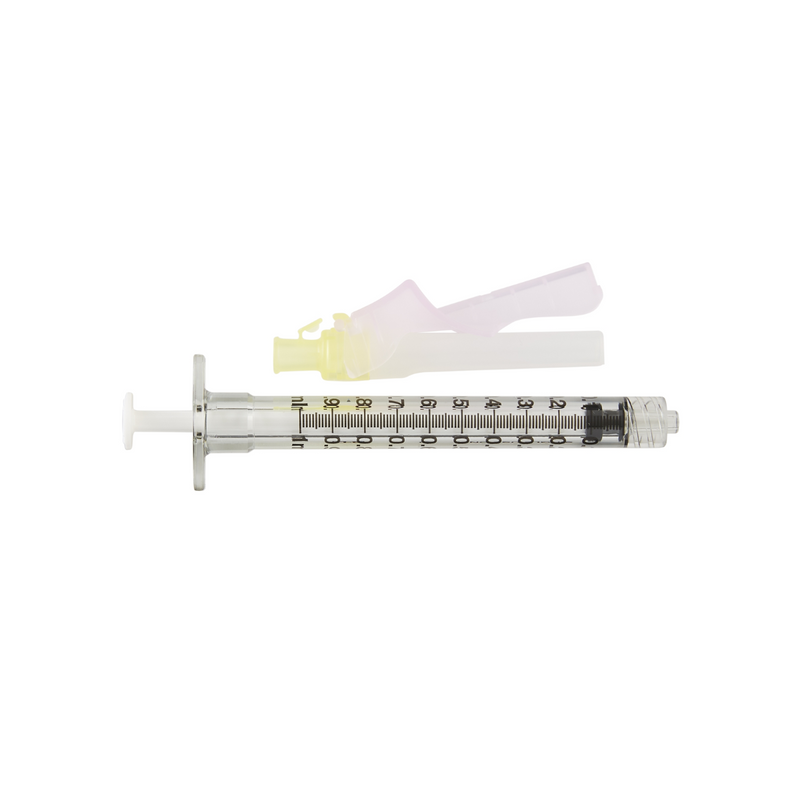 BD 305778 Safety Hypodermic Syringe with Needle Eclipse™ 1 mL 1/2 Inch 30 Gauge Safety Needle 50/Bx