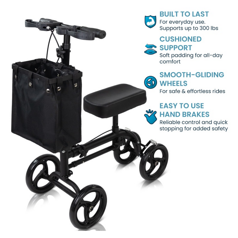 Core Knee Walker with Adjustable Height and Storage Bag