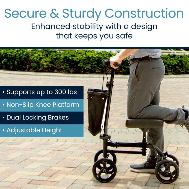 Core Knee Walker with Adjustable Height and Storage Bag