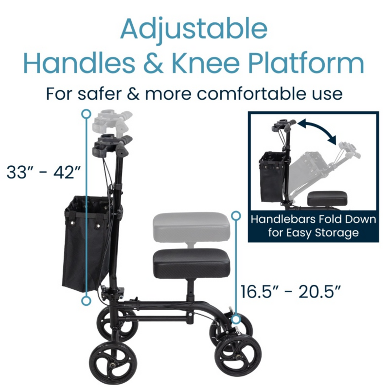Core Knee Walker with Adjustable Height and Storage Bag