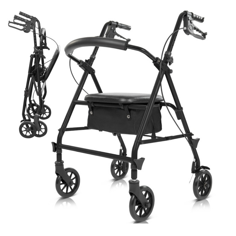 Core Rollator Walker with Seat and Backrest 300 lbs