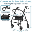 Core Rollator Walker with Seat and Backrest 300 lbs