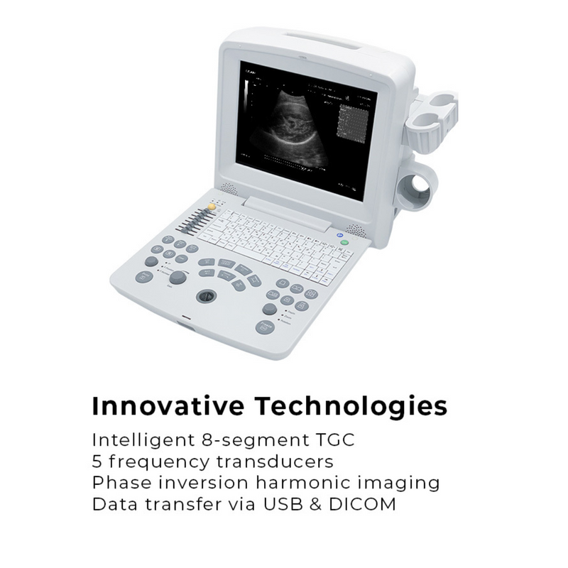EDAN DUS60 Ultrasound Black & White 12.1" Monitor w/2 Transducers Ports
