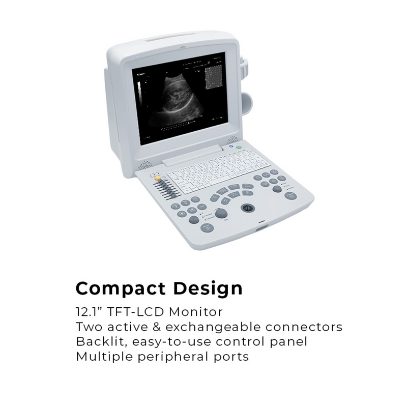 EDAN DUS60 Ultrasound Black & White 12.1" Monitor w/2 Transducers Ports