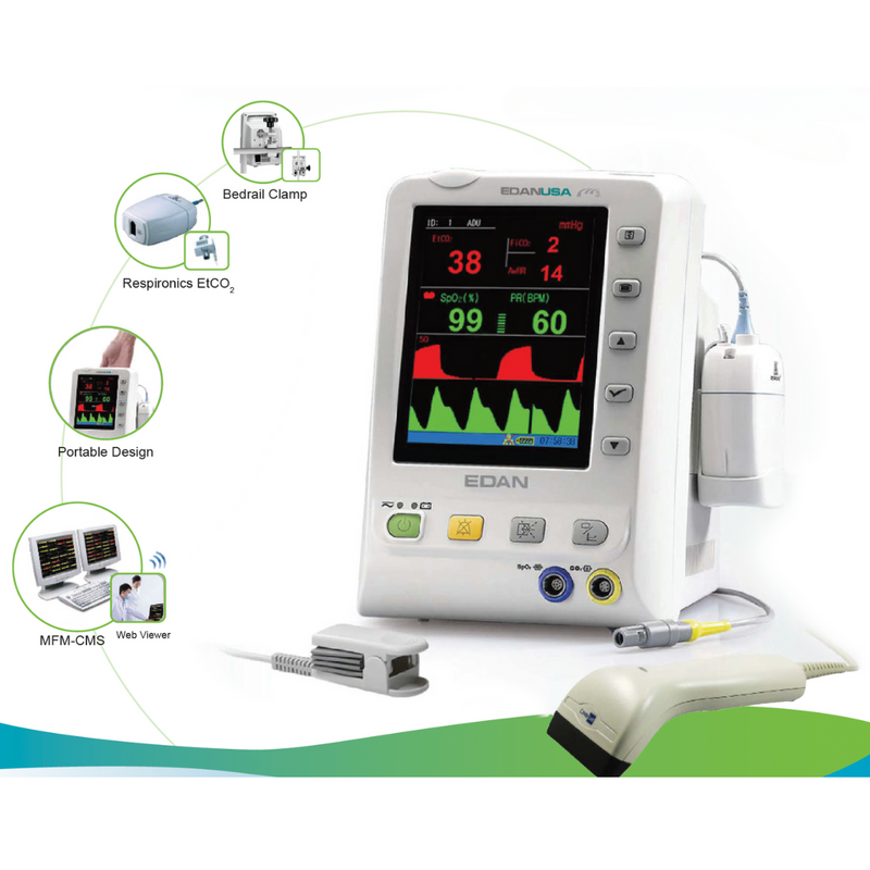 EDAN M3B  Capnography Vital Signs Monitor, CO2 & SPO2 Monitoring