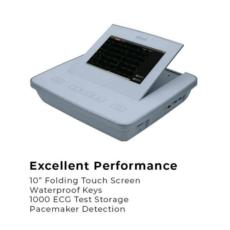 EDAN SE-1202 ECG Machine 12-Lead EKG Foldable 10" Touchscreen