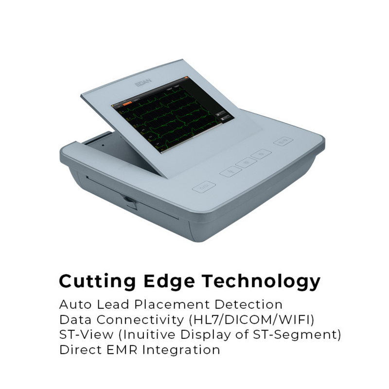 EDAN SE-1202 ECG Machine 12-Lead EKG Foldable 10" Touchscreen