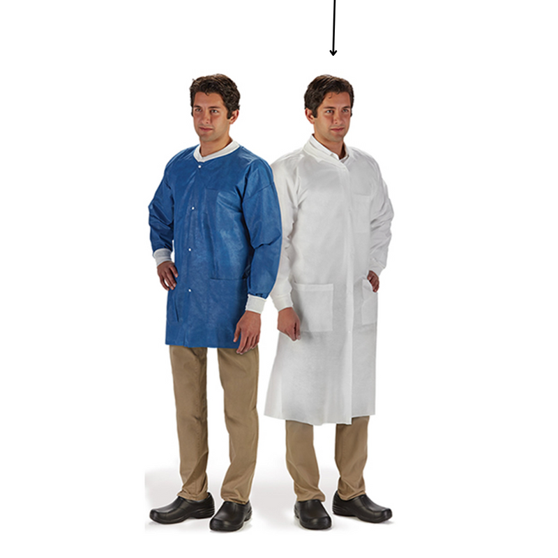 Graham Medical® LabMates® Lab Coat White Large Knee Length Disposable 50/Bx