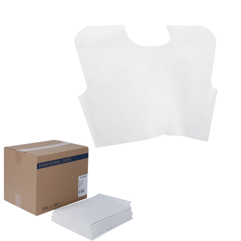 McKesson Exam Capes White Front / Back Opening Without Closure  3-Ply Tissue 100/Case