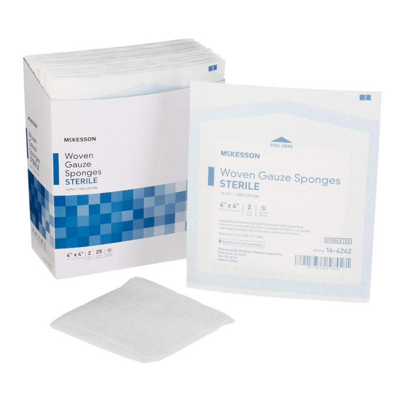 McKesson Gauze Sponge  4 X 4 Inch 2 per Pack Sterile 12-Ply Square 24/Case