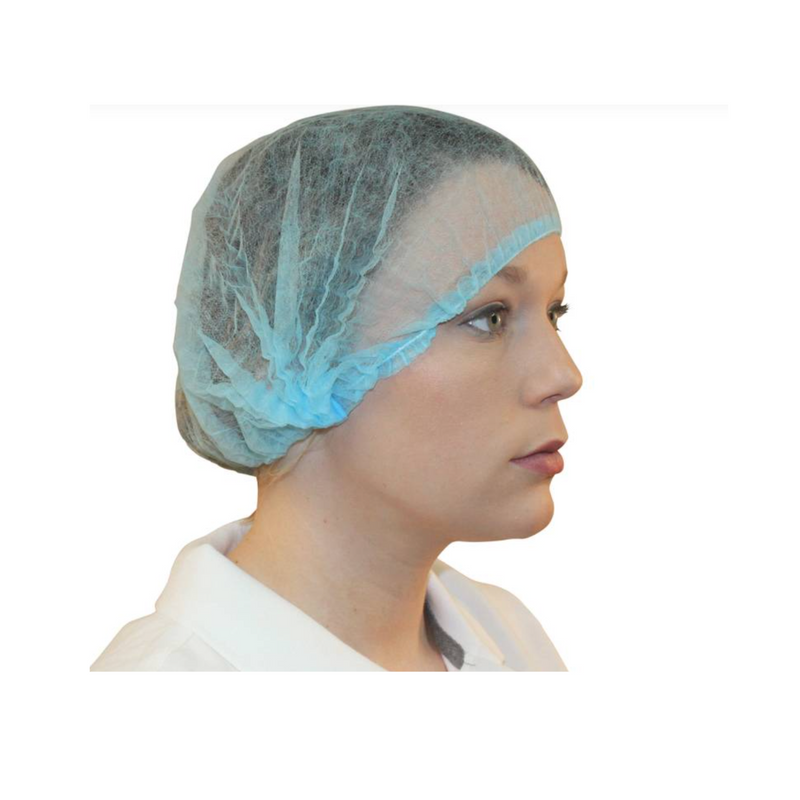 Safety Zone® Polypropylene Bouffant Cap, Pleated, 21", Blue 1,000/Case