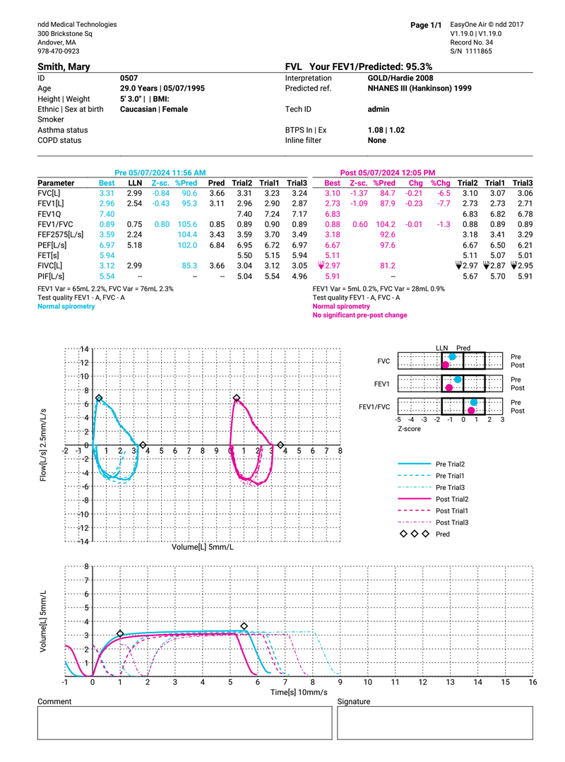 NDD EasyOne Air Spirometer Portable & PC w/WIFI and EMR Connection