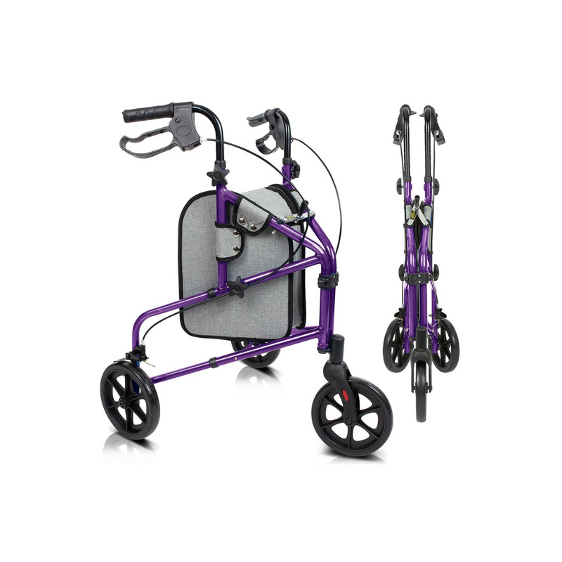 Vive Health 3 Wheel Rollator Black, Blue & Purple 250 lbs