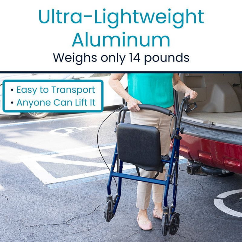 Vive Health Aluminum Lightweight Rollator Walker w/Seat