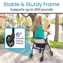 Vive Health Aluminum Lightweight Rollator Walker w/Seat