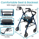 Vive Health Aluminum Lightweight Rollator Walker w/Seat