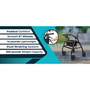 Vive Health Aluminum Lightweight Rollator Walker w/Seat