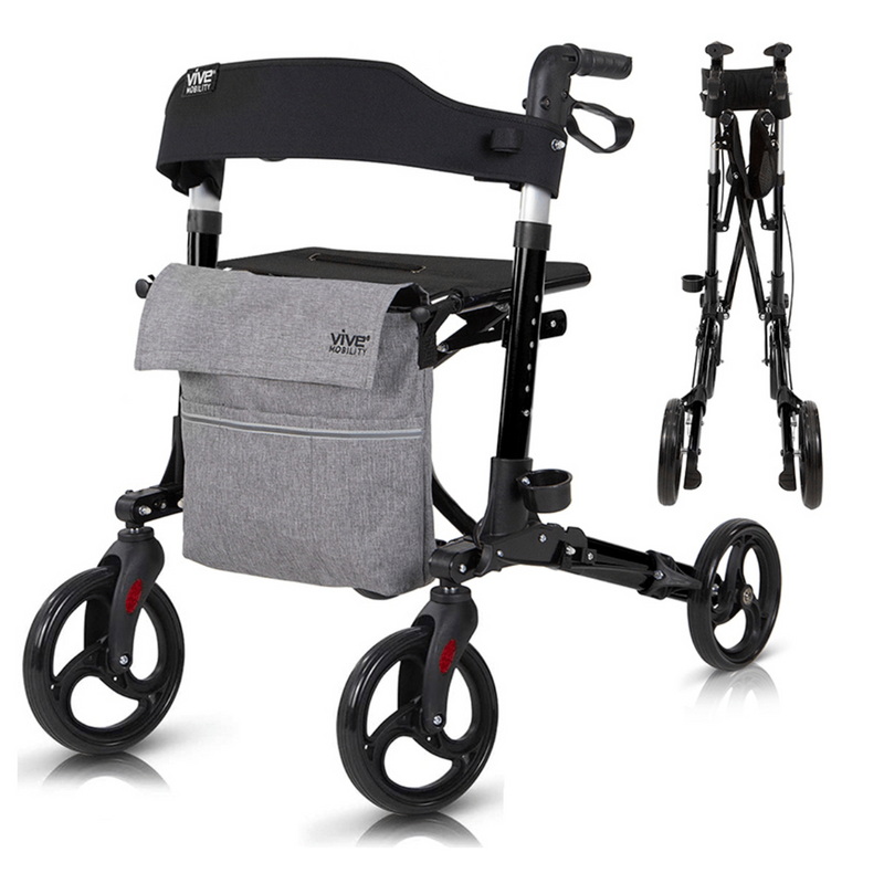 Vive Health Rollator Walker Dual Braking System 300lbs Capacity