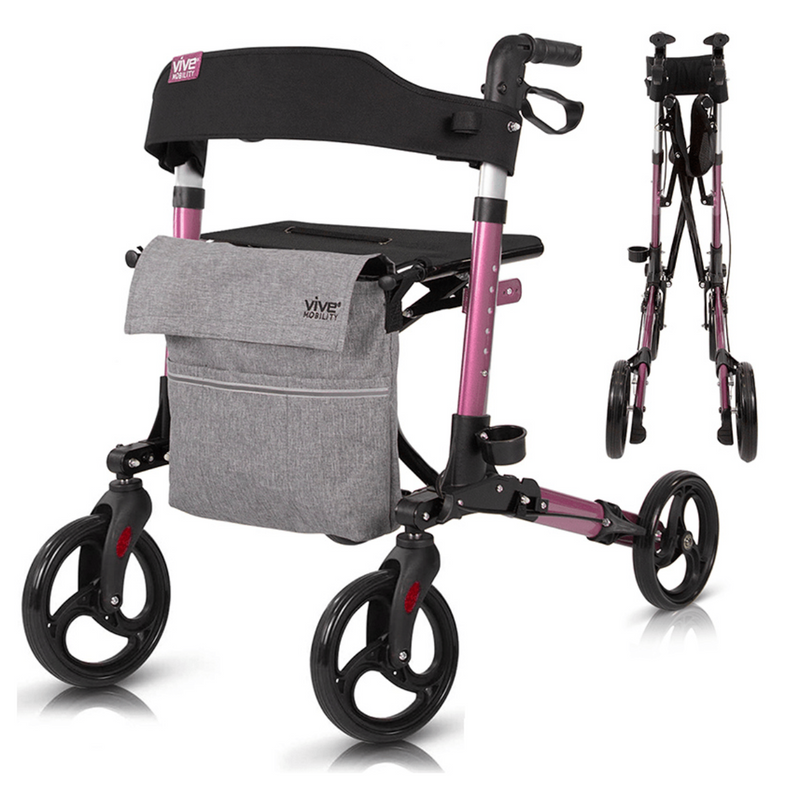 Vive Health Rollator Walker Dual Braking System 300lbs Capacity