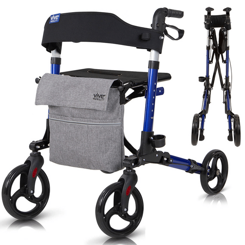 Vive Health Rollator Walker Dual Braking System 300lbs Capacity