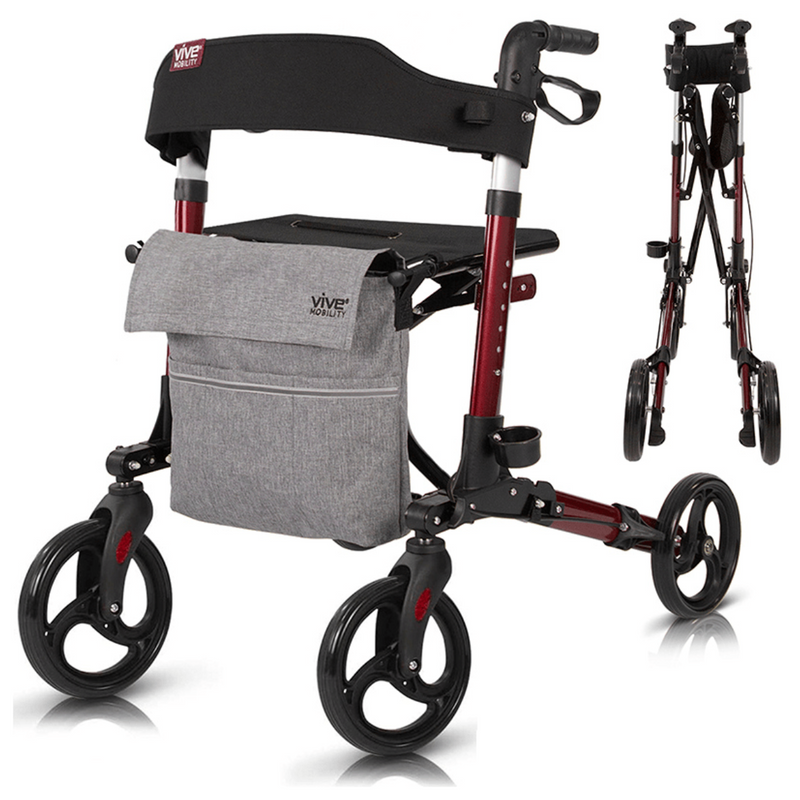 Vive Health Rollator Walker Dual Braking System 300lbs Capacity
