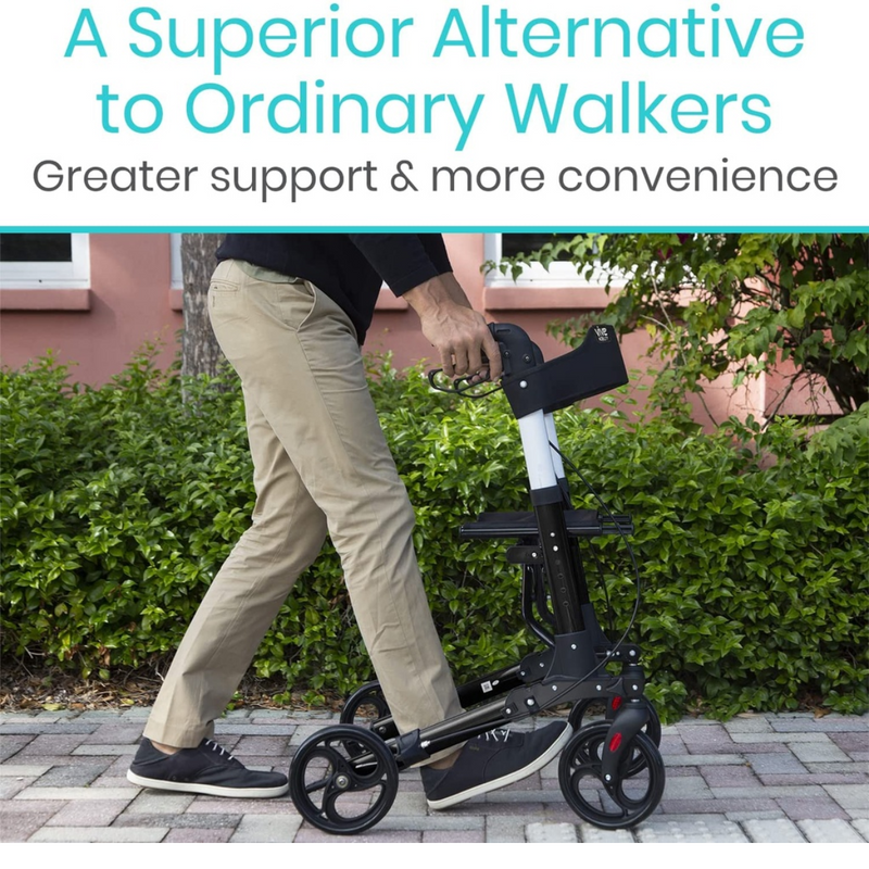 Vive Health Rollator Walker Dual Braking System 300lbs Capacity