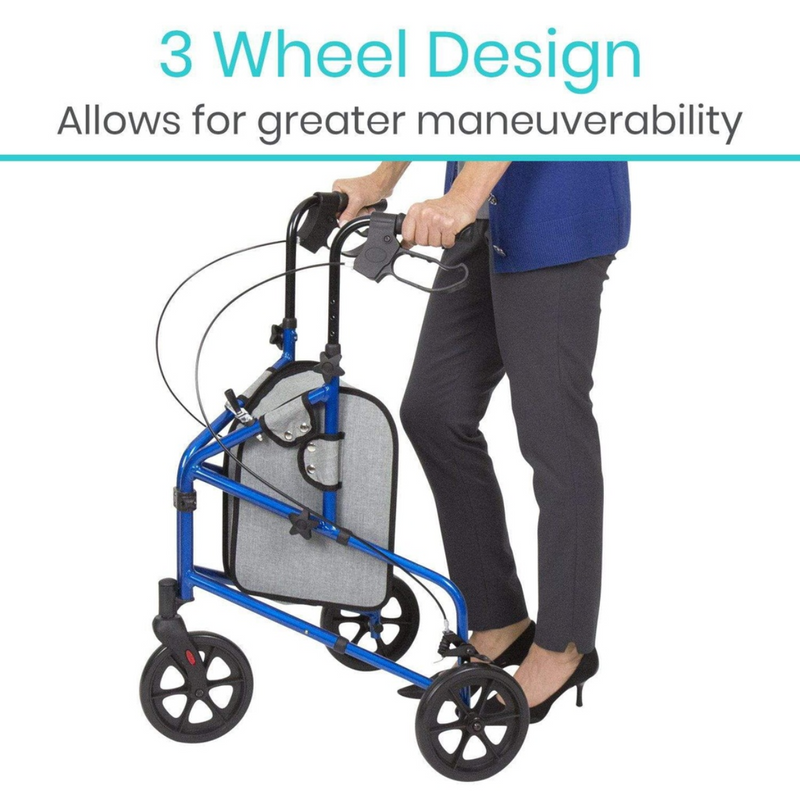 Vive Health Three-Wheel Rollator Walker Tri-Rollator 250lbs Capacity