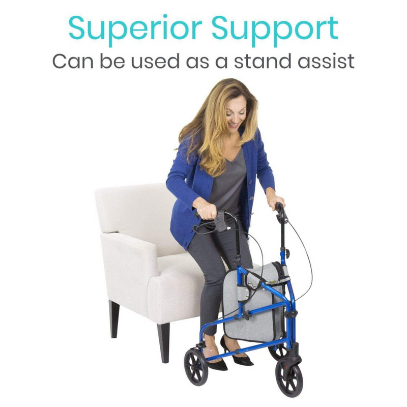 Vive Health Three-Wheel Rollator Walker Tri-Rollator 250lbs Capacity