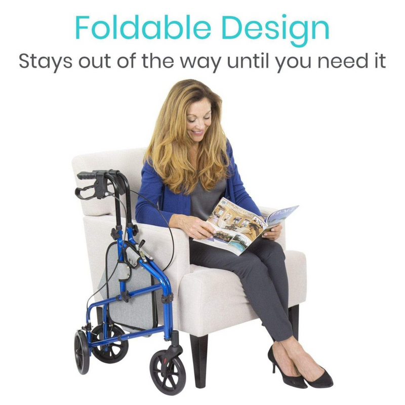 Vive Health Three-Wheel Rollator Walker Tri-Rollator 250lbs Capacity