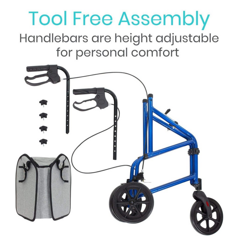 Vive Health Three-Wheel Rollator Walker Tri-Rollator 250lbs Capacity