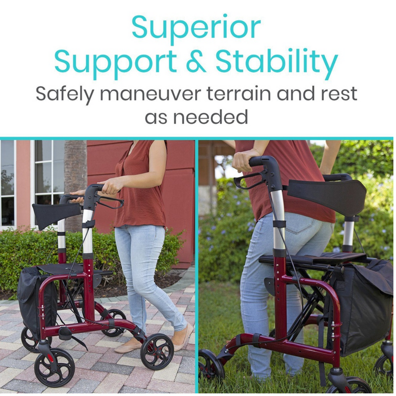 Vive Health Wheelchair Rollator Walker 300Lbs Capacity