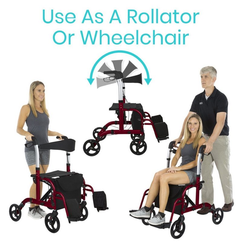 Vive Health Wheelchair Rollator Walker 300Lbs Capacity