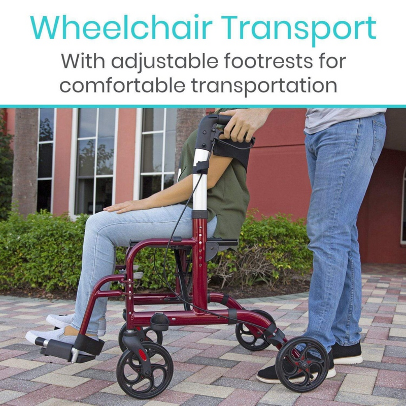Vive Health Wheelchair Rollator Walker 300Lbs Capacity