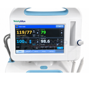 Refurbished Welch Allyn Connex 6000 vital signs monitor with touchscreen, blood pressure cuff, temperature probe, SpO2 sensor, and mobile cart.