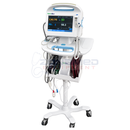 Refurbished Welch Allyn Connex 6000 vital signs monitor with touchscreen, blood pressure cuff, temperature probe, SpO2 sensor, and mobile cart.
