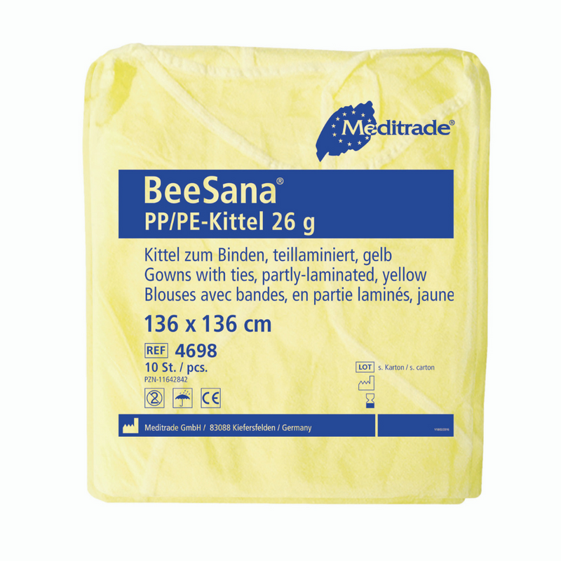 BeeSana PP/PE Gown 26G Yello Standard 136x136 cm 10 Gowns/Bag